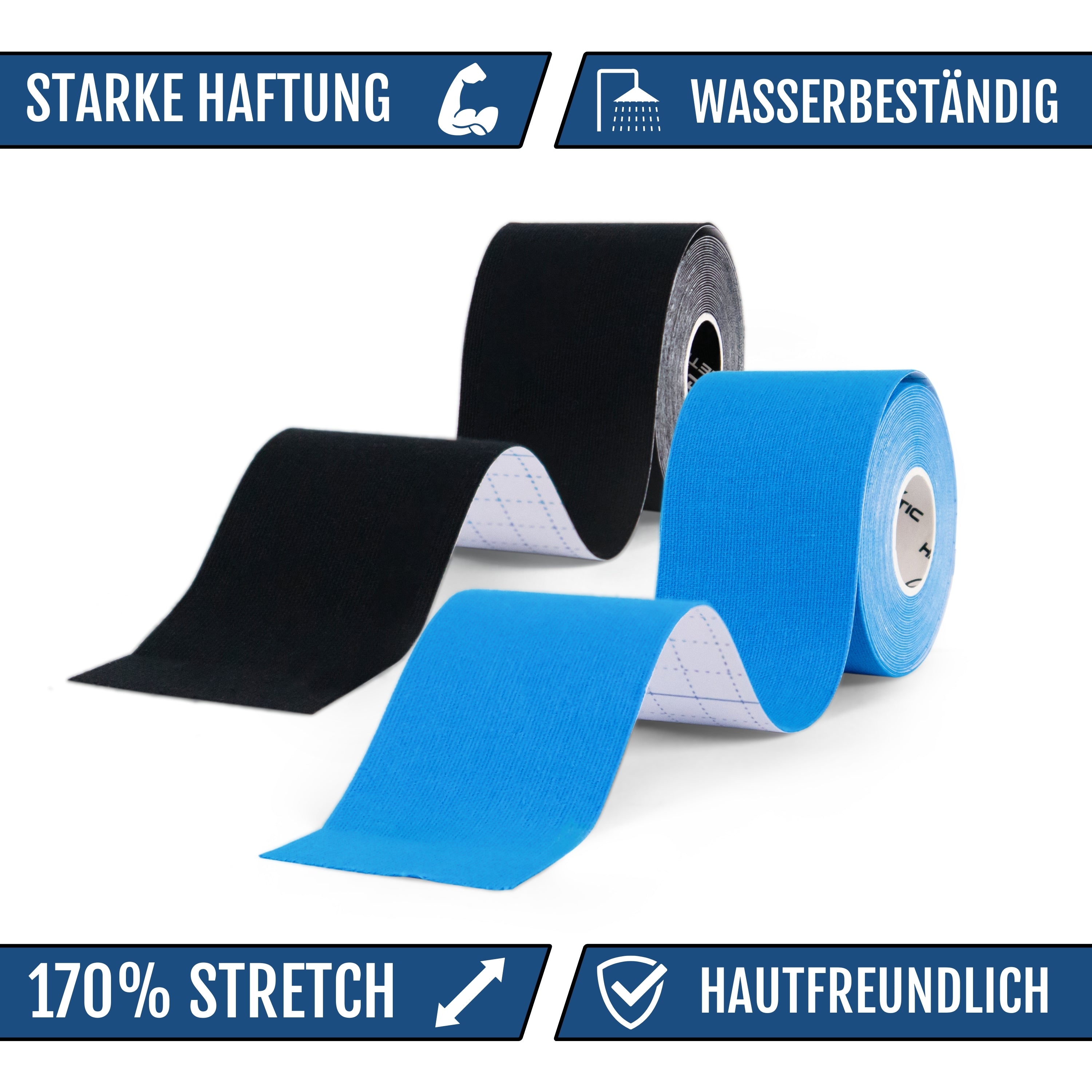 Kinesiotape - 2 Rollen - 5cm x 5m - schwarz/blau